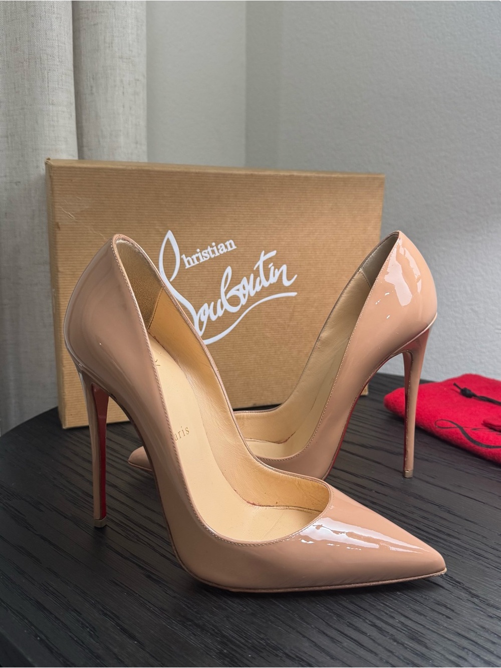 Christian Louboutin So Kate 120 Pumps Patent Nude 38